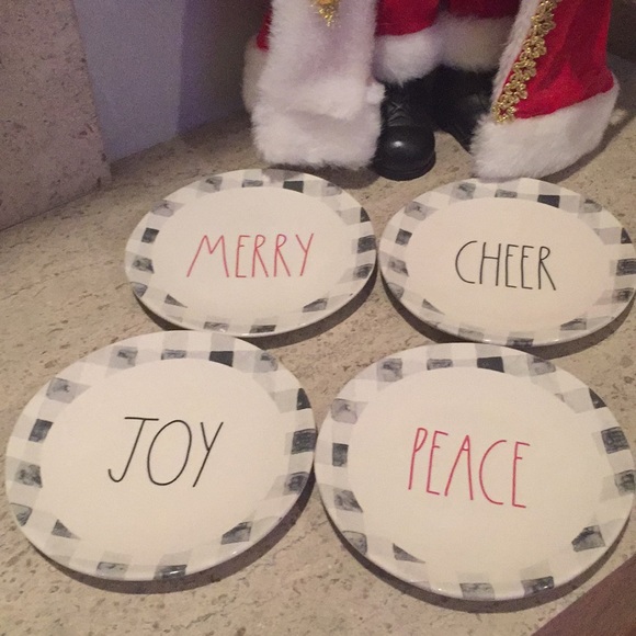 LAST SET: Rae Dunn “Cheer, Joy, Peace & Merry”ceramic plates - Picture 4 of 8